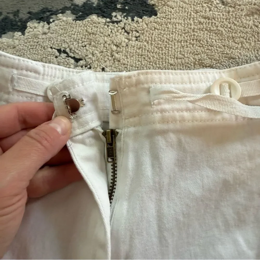 Denim & Co. White Embroidered Cropped Drawstring Pants Size Small - Picture 7 of 8